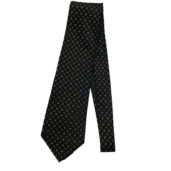 5/$10 Apt. 9 Silk Pointed Men's Tie Black White - Picture 1 of 5